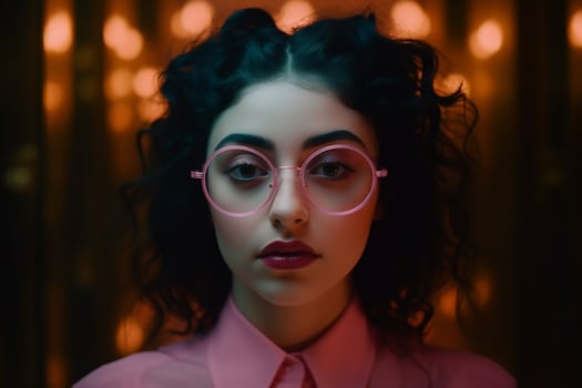 a woman wearing glasses that says a girl photo
