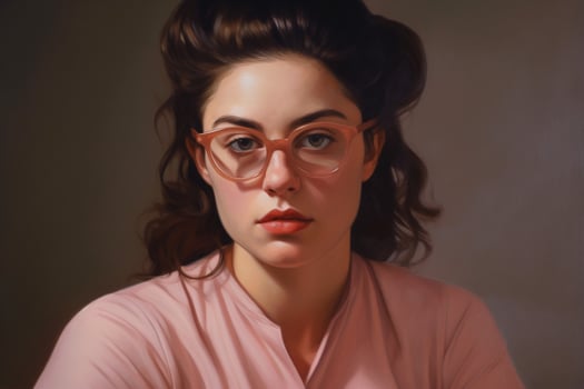 a woman wearing glasses that says a girl photo