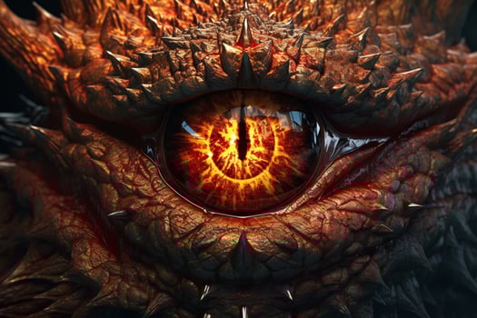 eye of mythological dragon on fire photo