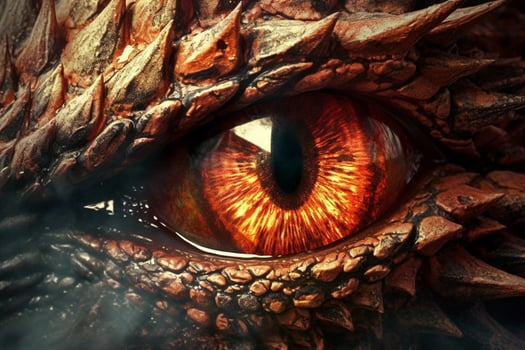 eye of mythological dragon on fire photo