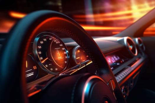 glowing dashboard illuminates the luxurious sport photo