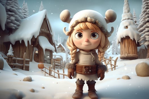 viking cute girl snow settlement photo