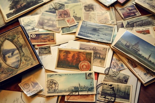 vintage postcards and stamps collected photo