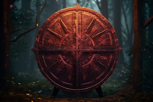 warrior round shield gaming fictional world photo