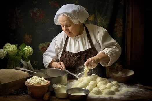 woman making mashed home potato photo