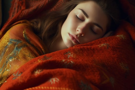 woman warm blanket sleep photo