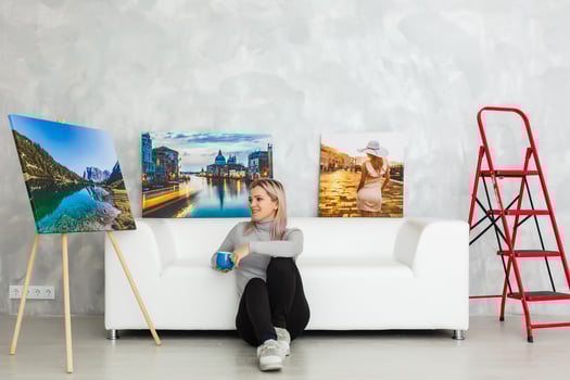 Home interior poster or painting canvas design template photo