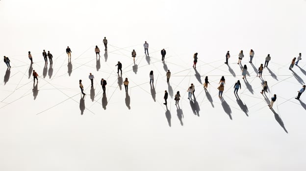 An overhead view of people walking in a line photo