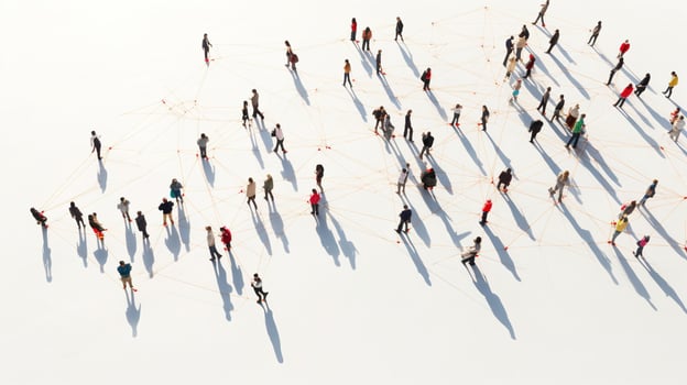 People walking in a circle on a white background photo