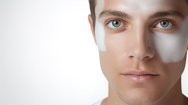 A man with white powder on his face photo