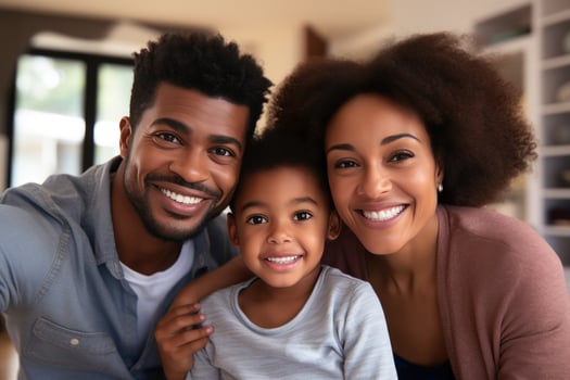 Happy family at home photo
