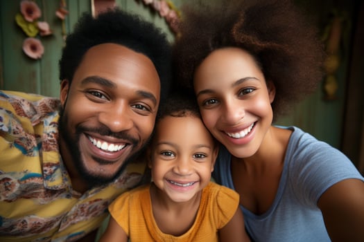 Happy family at home photo