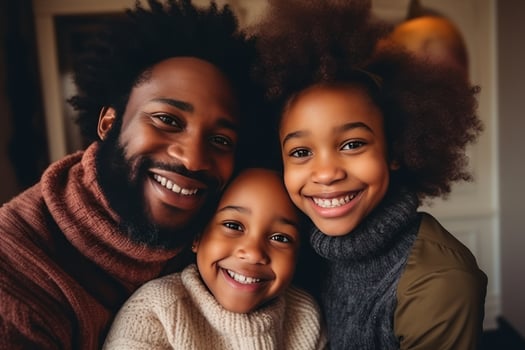 Happy family at home photo