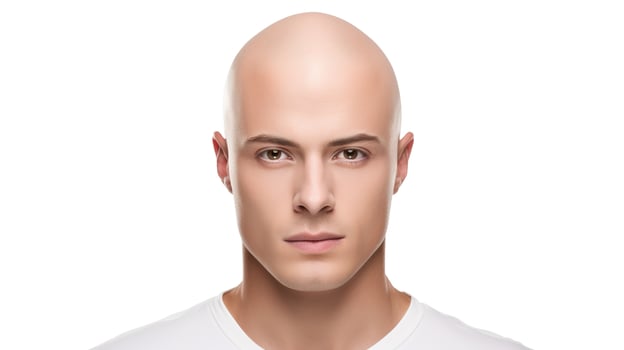 a bald man with a white shirt. generative ai photo