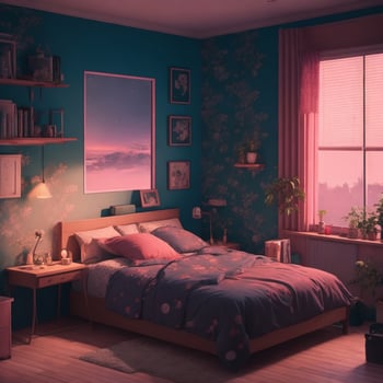 Lofi Bed Room AI generated photo