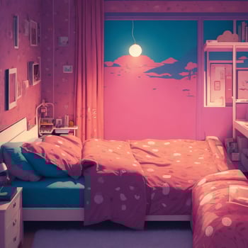Lofi Bed Room AI generated photo