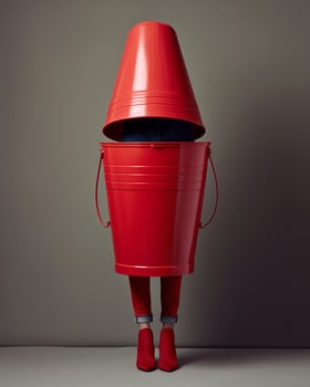Woman concept fashionable dress art vintage standing beauty bucket fantasy red photo
