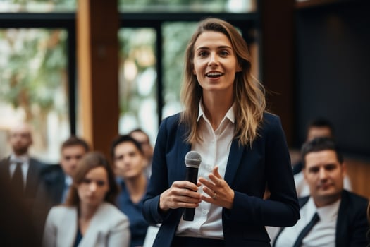 Woman occupation training office confident presentation business meeting businesswomen manager job multi-ethnic leadership team photo
