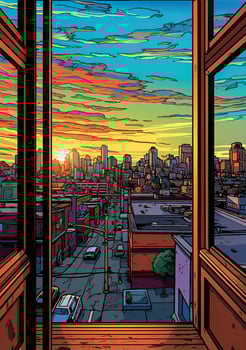 urban city old town design cityscape illustration architecture building house. Generative AI. photo