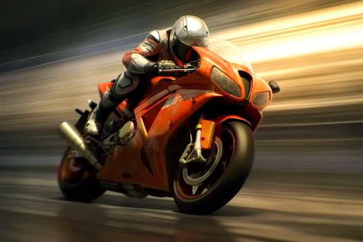 bike on racing track. Generative AI photo