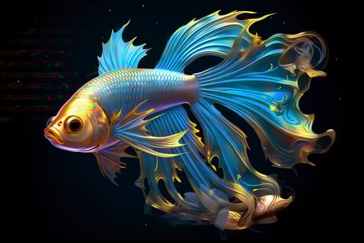 3d rendering. fish on black background. Generative AI photo