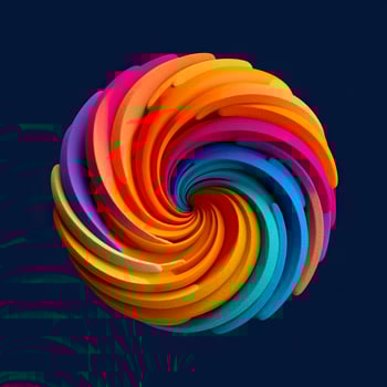 Abstract Rainbow Spiral. Soft and Rounded Forms Rendered in Tangled Perfection. AI Generative photo