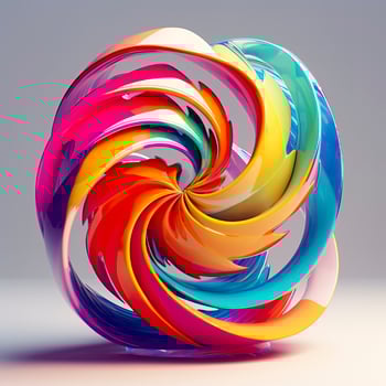 Abstract Rainbow Spiral. Soft and Rounded Forms Rendered in Tangled Perfection. AI Generative photo