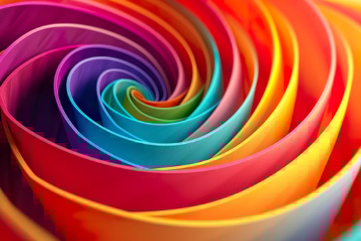 Geometric Spiral Pattern in Vibrant and Energetic Colors. A Professional Color Grading Experiment. AI Generative photo