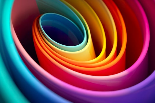 Geometric Spiral Pattern in Vibrant and Energetic Colors. A Professional Color Grading Experiment. AI Generative photo
