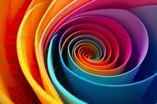 Geometric Spiral Pattern in Vibrant and Energetic Colors. A Professional Color Grading Experiment. AI Generative photo