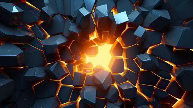 Abstract geometric background. Explosion power design with the crushing surface. 3d illustration. AI Generative photo