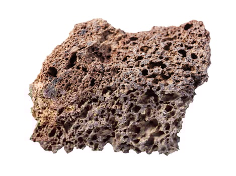 rough brown Pumice rock isolated on white photo