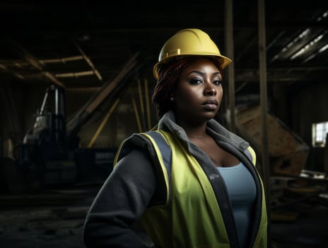 photo shot of a natural woman working as a construction worker AI Generative