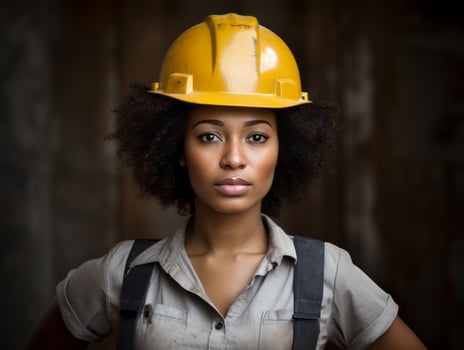 photo shot of a natural woman working as a construction worker AI Generative