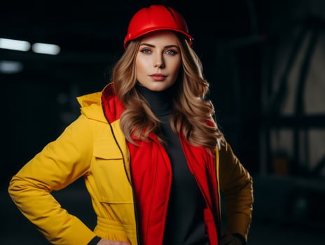 photo shot of a natural woman working as a construction worker AI Generative