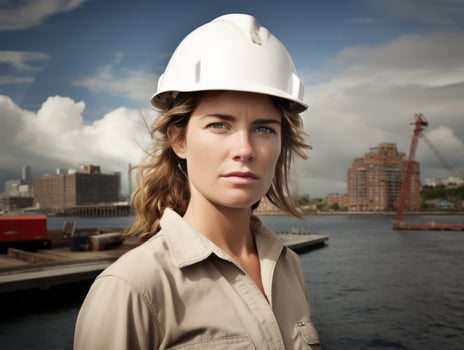 photo shot of a natural woman working as a construction worker AI Generative