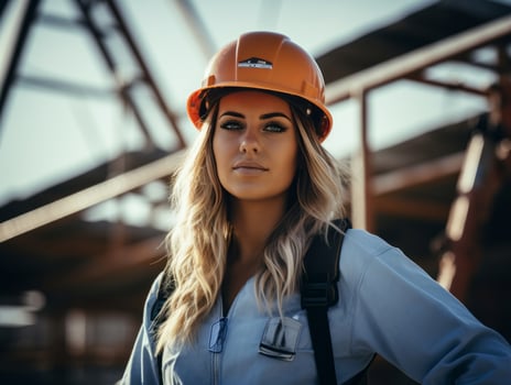 photo shot of a natural woman working as a construction worker AI Generative