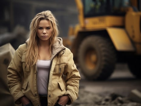 photo shot of a natural woman working as a construction worker AI Generative