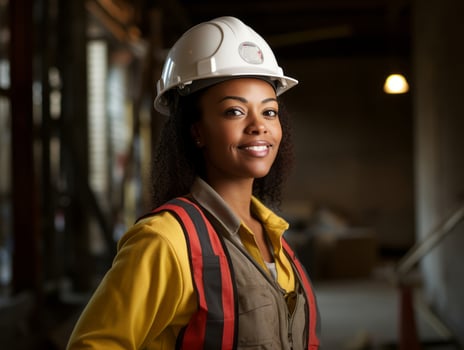 photo shot of a natural woman working as a construction worker AI Generative