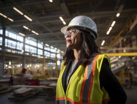 photo shot of a natural woman working as a construction worker AI Generative