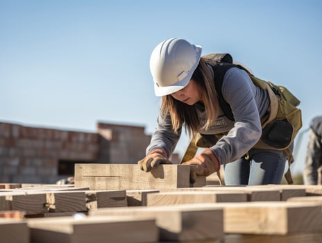 photo shot of a natural woman working as a construction worker AI Generative