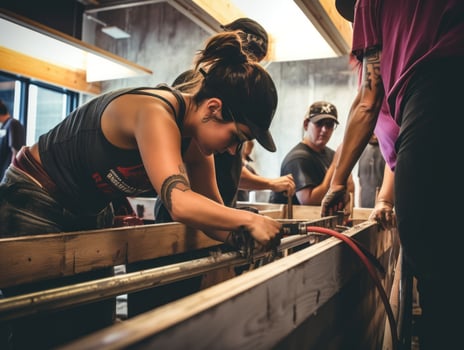 photo shot of a natural woman working as a construction worker AI Generative