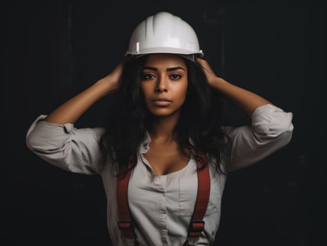 photo shot of a natural woman working as a construction worker AI Generative