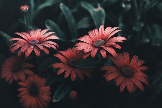 AI generated Flowers close-up dark romantic background. Flowers wallpaper. Ai generated photo