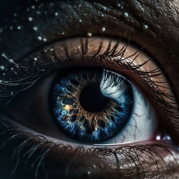 AI generated Realistic human eye with reflection of galaxy illustration. Ai generated photo