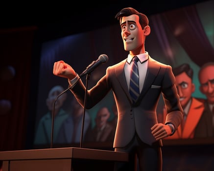 A boss giving a keynote speech at a conference, boss day images, AI Generative photo