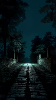 At night in Stone Road. Generative AI photo