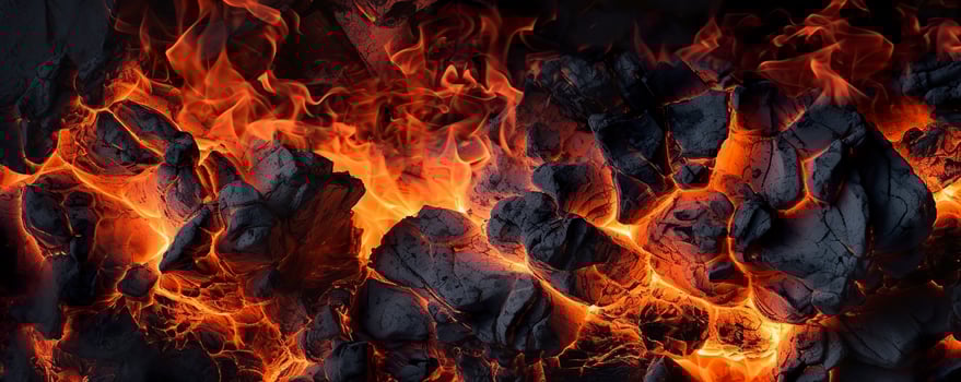 Burning coals from a fire abstract background. AI Generative photo