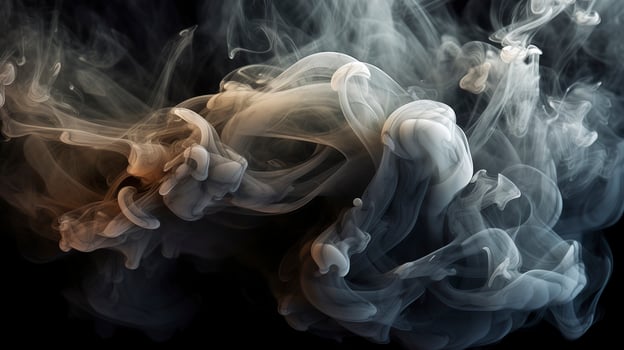 The close up view reveals the mesmerizing patterns and textures within the smoke, The ethereal quality of the smoke against the dark background. AI Generative photo