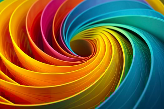Geometric Spiral Pattern in Vibrant and Energetic Colors. A Professional Color Grading Experiment. AI Generative photo